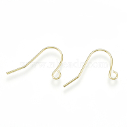 Brass Earring Hooks, with Horizontal Loop, Real 18K Gold Plated, 13x20x0.7mm, Hole: 1.5mm, 21 Gauge, Pin: 0.7mm(KK-S348-217)