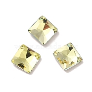 Glass Rhinestone Cabochons, Point Back & Back Plated, Faceted, Square, Jonquil, 7x7x3mm(RGLA-P037-06B-D337)