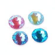 Glass Rhinestone Cabochons, Mocha Fluorescent Style,  Flat Back, Faceted, Fluorescent, Half Round, Mixed Color, 6x3mm, about 144pcs/gross(RGLA-L024-J02-MI)