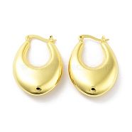 Real 18K Gold Plated Brass Hoop Earrings, Teardrop, 36x25x8.5mm(KK-R150-01A)