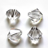 Imitation Austrian Crystal Beads, Grade AAA, Faceted, Bicone, Clear, 4.55x5mm, Hole: 0.7~0.9mm(SWAR-F022-5x5mm-001)