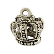 Tibetan Style Alloy 3D Crown Charms, Cadmium Free & Lead Free, Antique Silver, 14x12x12mm, Hole: 2mm, about 390pcs/1000g(TIBEP-3584-AS-RS)