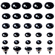 100 Sets 5 Style Oval Plastic Craft Safety Screw Noses, with Shim, Doll Making Supplies, Black, 9~16.5x7~12mm, 20 sets/style(DOLL-GF0001-03)