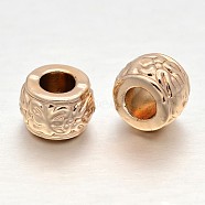 Golden Plated Alloy European Beads, Long-Lasting Plated, Large Hole Barrel Beads, Rose Gold, 8x6mm, Hole: 3.8mm(PALLOY-J219-025RG-3A)