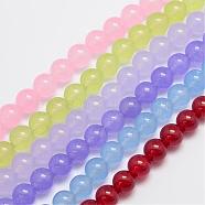 Natural & Dyed Malaysia Jade Bead Strands, Round, Mixed Color, 8mm, Hole: 1.0mm, about 48pcs/strand, 15 inch(G-A146-8mm-A)