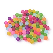 Frosted Glass Beads, Mixed Color, Round, about 6mm in diameter, hole: 1mm(X-GGB6MMY-DKM)
