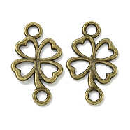 Tibetan Style Alloy Shamrock Connector Charms, Clover Outline Links, Lead Free & Cadmium Free, Antique Bronze, 15.5x30x1.5mm, Hole: 2.5mm(TIBE-I026-6013AB)