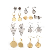 Stainless Steel Stud Dangle Earring Findings & Dangle Earring Findings & Stud Earring Findings, Flat Round/Hexagon/Triangle, Golden & Stainless Steel Color, Tray: 11.5~22x1.5~2mm, 15~47x9.5~23mm, Pin: 0.8x11mm(STAS-XCP0001-82)