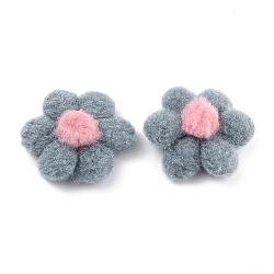 Plush Accessories, with Six Petal Flower, for DIY Woolen Gloves and Hair Accessories, Gray, 5.6x5.2x1cm(DIY-C002-01C)