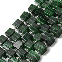 Handwork Lampwork Beads, with Glass Spacer Beads, Square, Dark Green, 6x6x5~5.5mm, Hole: 0.9mm, about 54~55pcs/strand, 15.75~15.94''(40~40.5cm)(LAMP-B022-01D)
