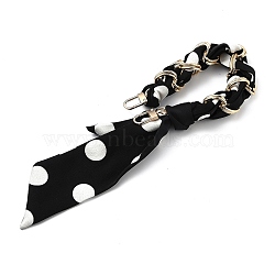 Bag Chains Strap, with Silk Scarf, Golden Alloy Link and Swivel Clasps, for Bag Straps Replacement Accessories, Black, 17.12 inches(43.5cm)(FIND-H210-02D)