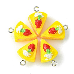 Opaque Resin Imitation Food Pendants, Cake Charm, with Platinum Plated Iron Loops, Yellow, 19.5x13.5x13mm, Hole: 2mm(CRES-YW0001-10E)