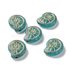 Transparent Acrylic Beads, Golden Metal Enlaced, Conch, Turquoise, 18.3x15.5x5.5mm, Hole: 1.8mm, about 457pcs/500g(OACR-E015-17)