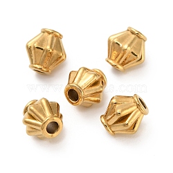304 Stainless Steel Beads, Rhombus, Ion Plating(IP), Real 18K Gold Plated, 6x5.5x5mm, Hole: 1.6mm(X-STAS-D204-12G)