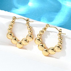 304 Stainless Steel Hoop Earrings for Women, Ion Plating(IP), Pentagon, Real 18K Gold Plated, 23.5x21x3.5mm(EJEW-L296-073G)