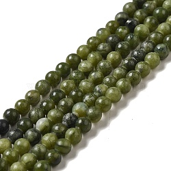 Natural Taiwan Jade Beads, Round, Olive, about 4mm in diameter, hole: 0.8mm, about 88pcs/strand, 15 inch(X-Z0NCT011)