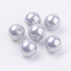 Shell Pearl Half Drilled Beads, Round, WhiteSmoke, 14mm, Hole: 1mm(BSHE-G015-14mm-04D)