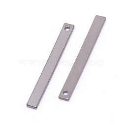 Brass Pendants, Stamping Blank Tag, Rectangle, Gunmetal, 30x3x1mm, Hole: 1mm(KK-WH0034-75A-B)