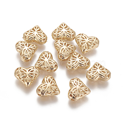 Brass Beads, Heart, Real 18K Gold Plated, 11.5x13.5x6.5mm, Hole: 1.4mm(KK-I644-41G)