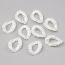 Opaque Acrylic Linking Rings, Quick Link Connectors, For Jewelry Curb Chains Making, Twist, Creamy White, 23x16.5x4.5mm, Inner Diameter: 13x6.5mm, about 820pcs/500g(OACR-S038-003B-07)