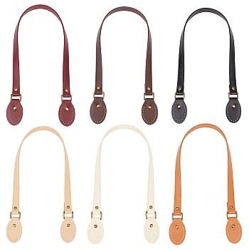 Elite 6Pcs 6 Colors Imitation Leather Sew on Bag Handles, with Iron Findings, Mixed Color, 67x4.1x0.7cm, Hole: 1.5mm, 1pc/color