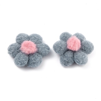 Plush Accessories, with Six Petal Flower, for DIY Woolen Gloves and Hair Accessories, Gray, 5.6x5.2x1cm