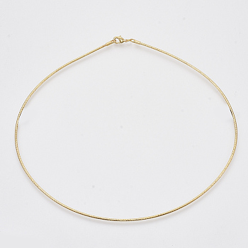 Brass Chains Necklaces, Real 18K Gold Plated, with Lobster Claw Clasps, Nickel Free, 16.73 inch(45.2cm)x2mm