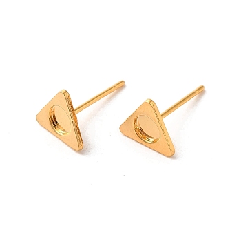 Triangle 304 Stainless Steel Studs Earrings, with 201 Stainless Steel Findings, Golden, Tray: 4mm, 7.5x8.5mm, Pin: 12x0.8mm