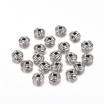 Alliage de zinc de séparateurs perles, plat rond, Sans cadmium & sans nickel & sans plomb, argent antique, 6x3.2mm, Trou: 2mm