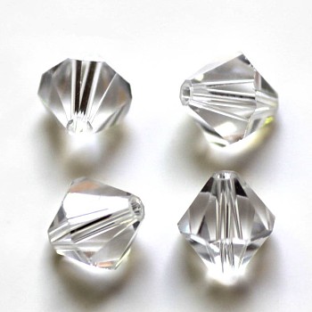 Imitation Austrian Crystal Beads, Grade AAA, Faceted, Bicone, Clear, 4.55x5mm, Hole: 0.7~0.9mm