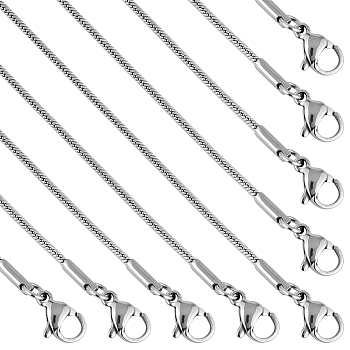 12Pcs 304 Stainless Steel Round Snake Chain Necklaces, for Beadable Necklace Making, Stainless Steel Color, 23.70 inch(60.2cm)