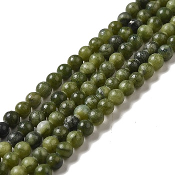 Natural Taiwan Jade Beads, Round, Olive, about 4mm in diameter, hole: 0.8mm, about 88pcs/strand, 15 inch