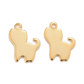 201 Stainless Steel Pendants, Cat, Real 24k Gold Plated, 15x10.5x0.8mm, Hole: 1.4mm