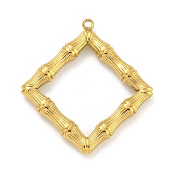 304 Stainless Steel Pendants, Rhombus Charm, Golden, 29x26x3.5mm, Hole: 1.4mm