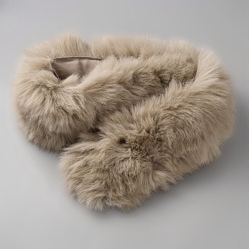 Artificial Fox Wool Collar for Women, Tan, 835~860x105~155x50~55mm