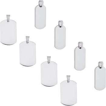 Stainless Steel Big Pendants, Stamping Blank Tag, Rectangle, Stainless Steel Color, 50x29x1.5mm, Hole: 9x3mm