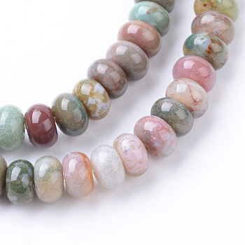 Natural Indian Agate Bead Strands, Rondelle, 6x4mm, Hole: 1mm, about 95~98pcs/strand, 14.17~14.96 inch