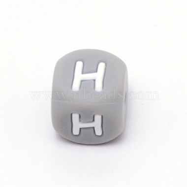 Gray Letter H Silicone Beads