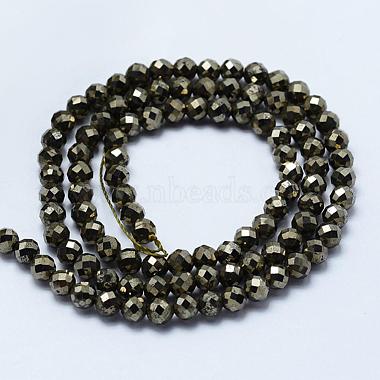 Chapelets de perles de pyrite naturelle (G-J369-19-4mm)-2