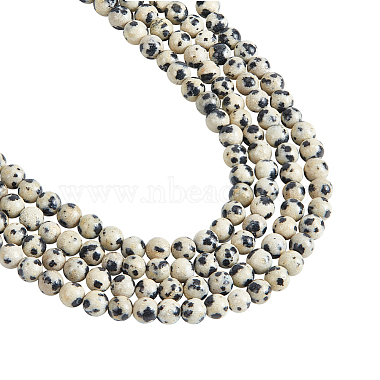 Nbeads 4 brins de perles de jaspe dalmatien naturel(G-NB0004-95)-4