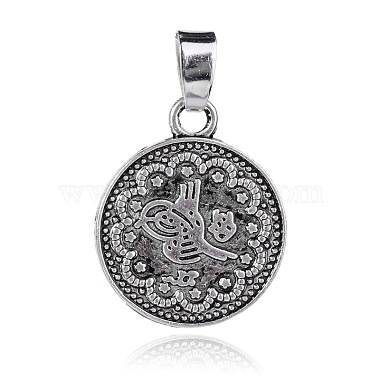 Antique Silver Flat Round Alloy Pendants