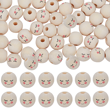 Blanched Almond Round Wood European Beads