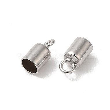 Rhodium Plated 925 Sterling Silver Cord Ends(STER-P055-02C-P)-2
