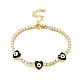Bracelet à maillons en émail cœur avec mauvais œil et chaînes de tennis en zircone cubique transparente(BJEW-G650-04G)-2
