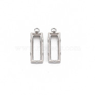 304 Stainless Steel Pendant Cabochon Settings, Rhinestone Claw Settings, Prong Settings, Rectangle, Stainless Steel Color, Tray: 5x15.5mm, 19.5x7x5mm, Hole: 1.8mm(STAS-N097-174P)