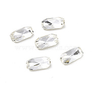 K9 Glass Rhinestone Cabochons, Pointed Back & Back Plated, Faceted, Rectangle, Crystal, 12x6x4.3mm(RGLA-J037-NA001)
