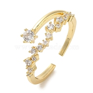 Brass Micro Pave Cubic Zirconia Rings for Women, Long-Lasting Plated, Golden, Adjustable(RJEW-E295-18G)