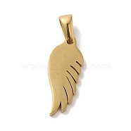 Vacuum Plating 304 Stainless Steel Pendants, Wing Charm, Golden, 20x8x1.5mm, Hole: 2.5x4.5mm(STAS-B053-14G)