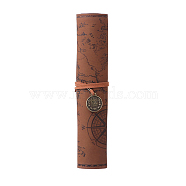 Treasure Map Pattern Imitation Leather Pen Roll Up, Stationery Pencil Wrap, Camel, 205x310mm(PW-WG57783-02)
