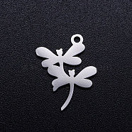 201 Stainless Steel Pendants, Dragonfly, Stainless Steel Color, 18x14x1mm, Hole: 1.5mm(STAS-Q201-JN287-1)
